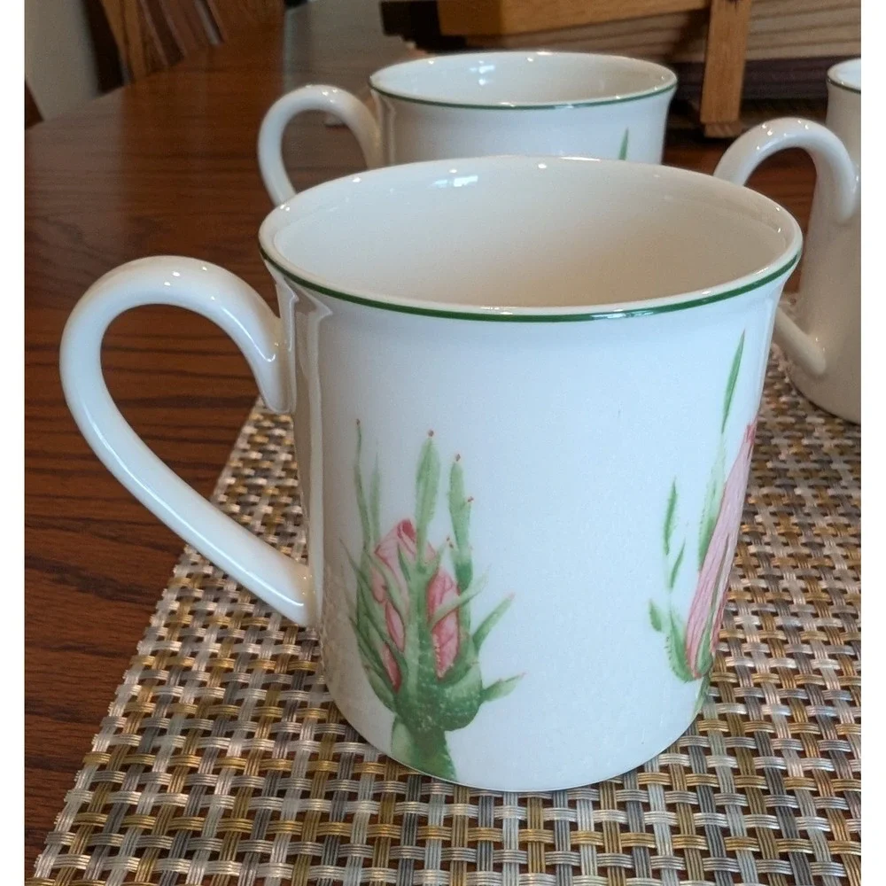 Villeroy & Boch Flora Botanical Coffee Mugs Set of 8 Porcelain Floral 3.5" - Picture 7 of 13
